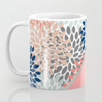 Modern, Floral Prints, with Block Color, Coral, Aqua, Blue Coffee Mug Gallery Image 3