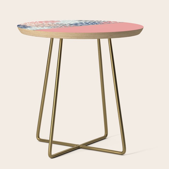 Modern, Floral Prints, with Block Color, Coral, Aqua, Blue Side Table Gallery Image 1