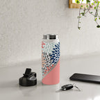 Modern, Floral Prints, with Block Color, Coral, Aqua, Blue Water Bottle Gallery Image 4
