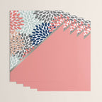 Modern, Floral Prints, with Block Color, Coral, Aqua, Blue Wrapping Paper Gallery Image 3
