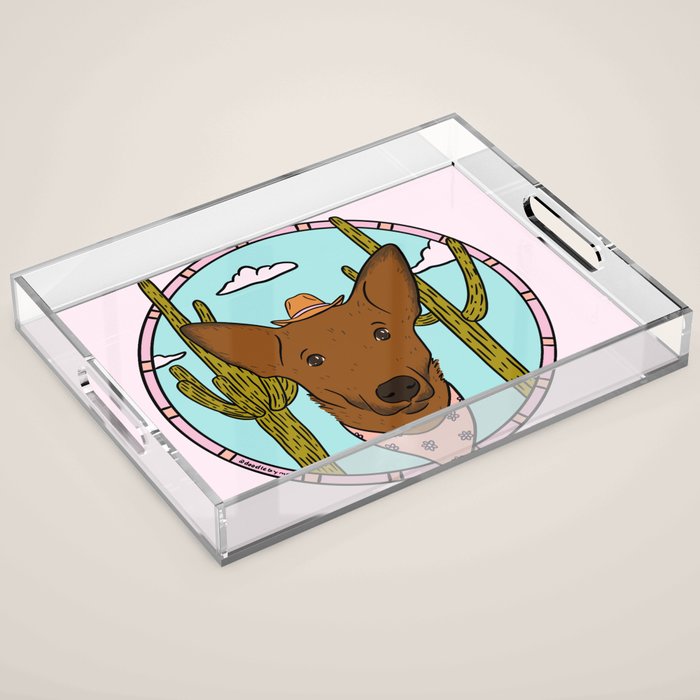 Cowboy Dog- Shepherd Acrylic Tray Gallery Image 1