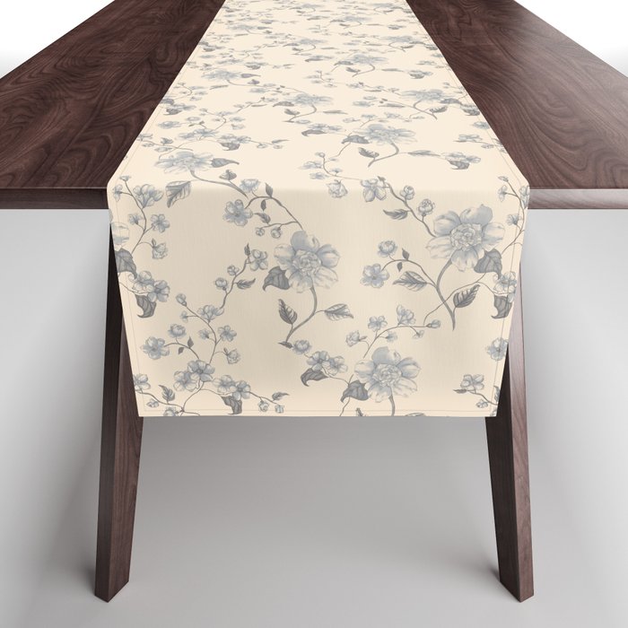 Vintage Blue Floral Table Runner Gallery Image 1