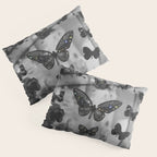 BLACK AND WHITE BUTTERFLIES | photo | sparkle and shine | wings | aesthetic | monochrome | fly  Pillow Sham Gallery Image 3