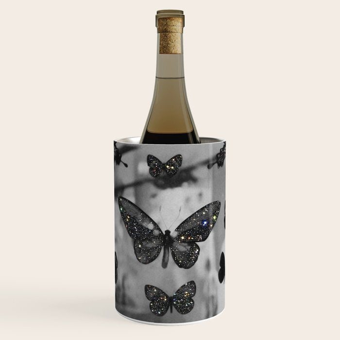 BLACK AND WHITE BUTTERFLIES | photo | sparkle and shine | wings | aesthetic | monochrome | fly  Wine Chiller Gallery Image 1