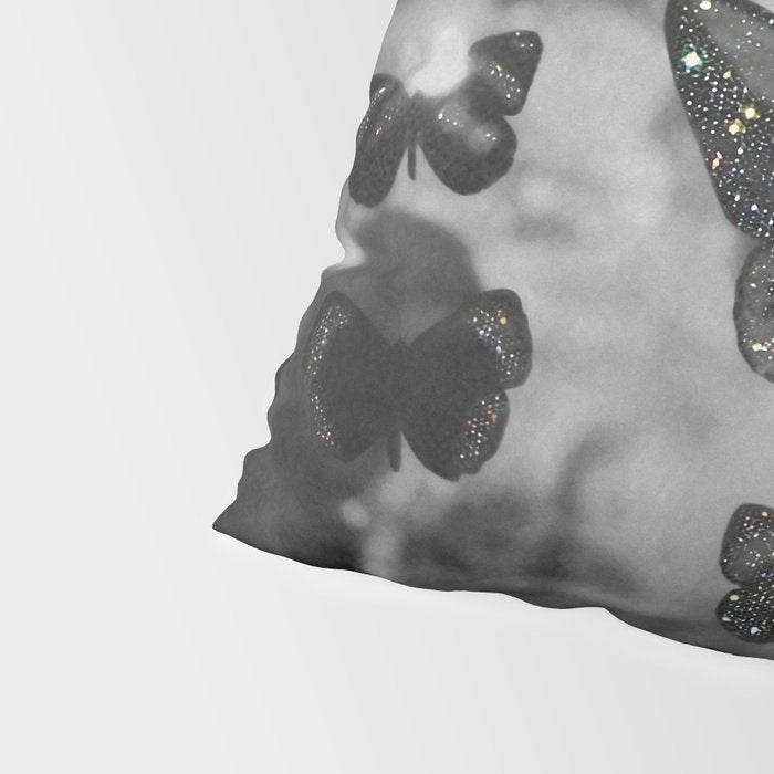 BLACK AND WHITE BUTTERFLIES | photo | sparkle and shine | wings | aesthetic | monochrome | fly  Pillow Sham Gallery Image 4