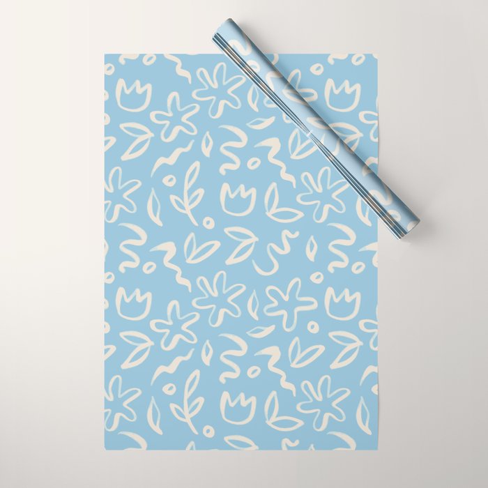 Hand drawn flower nature art pattern Wrapping Paper Gallery Image 1