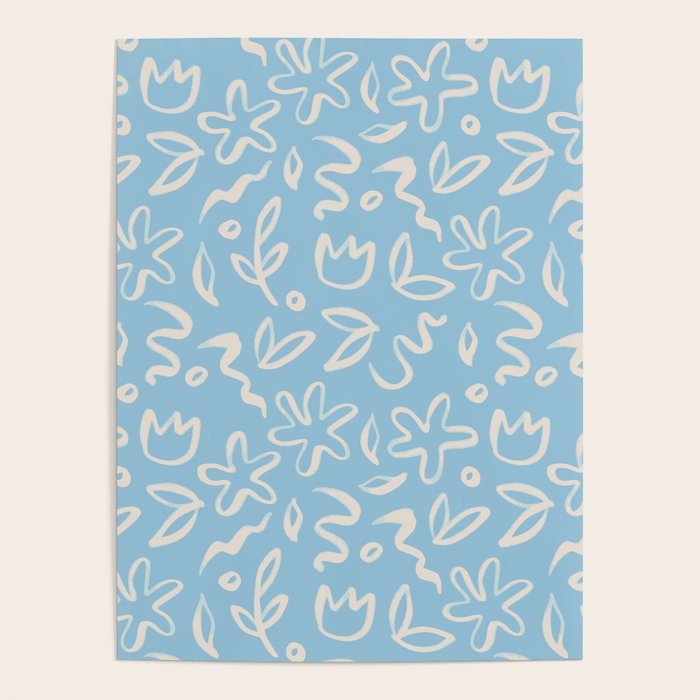 Hand drawn flower nature art pattern Poster Gallery Image 1