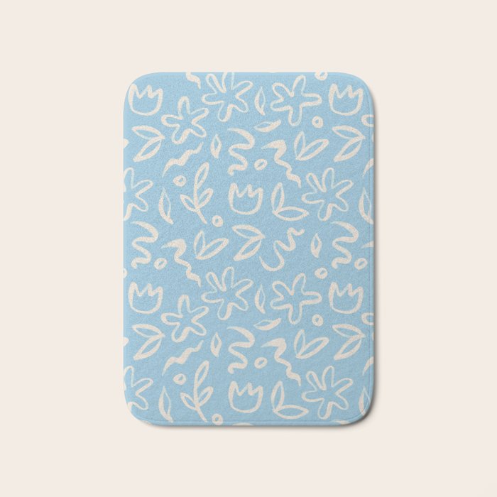Hand drawn flower nature art pattern Bath Mat Gallery Image 1
