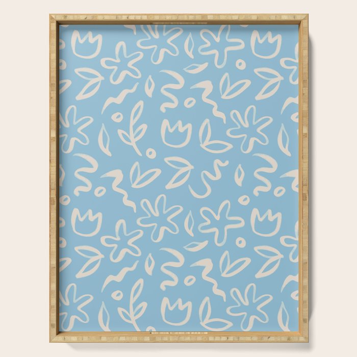 Hand drawn flower nature art pattern Serving Tray Gallery Image 1