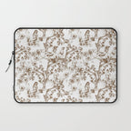 Toile de Jouy Modern Vintage Summer Picnic Girls Brown & White Laptop Sleeve Gallery Image 1
