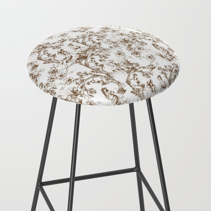 Toile de Jouy Modern Vintage Summer Picnic Girls Brown & White Stool Gallery Image 2