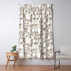Toile de Jouy Modern Vintage Summer Picnic Girls Brown & White Window Curtain Gallery Image 5
