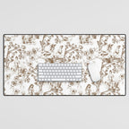 Toile de Jouy Modern Vintage Summer Picnic Girls Brown & White Desk Mat Gallery Image 1