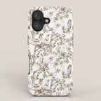 Toile de Jouy Modern Vintage Summer Picnic Girls Brown & White iPhone Case Gallery Image 1