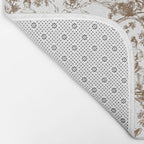 Toile de Jouy Modern Vintage Summer Picnic Girls Brown & White Bath Mat Gallery Image 2