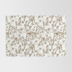 Toile de Jouy Modern Vintage Summer Picnic Girls Brown & White Rug Gallery Image 2