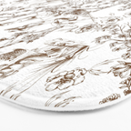 Toile de Jouy Modern Vintage Summer Picnic Girls Brown & White Bath Mat Gallery Image 3