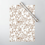 Toile de Jouy Modern Vintage Summer Picnic Girls Brown & White Wrapping Paper Gallery Image 1