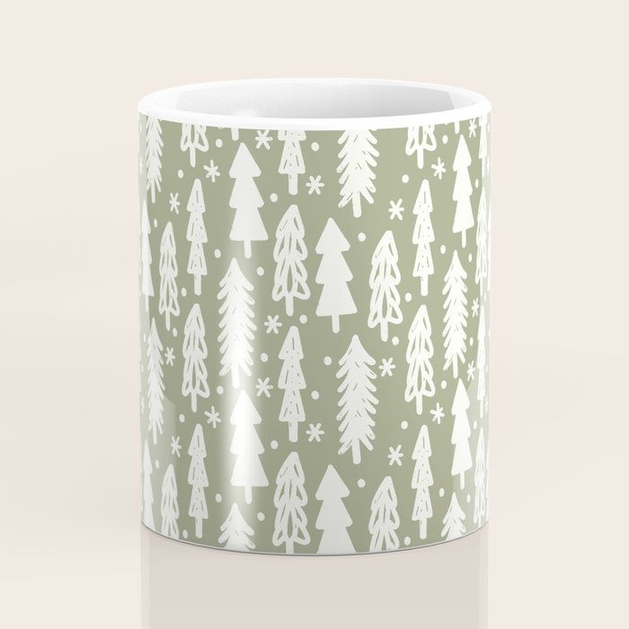 Boho Winter Trees . Lush Green Coffee Mug Gallery Image 4