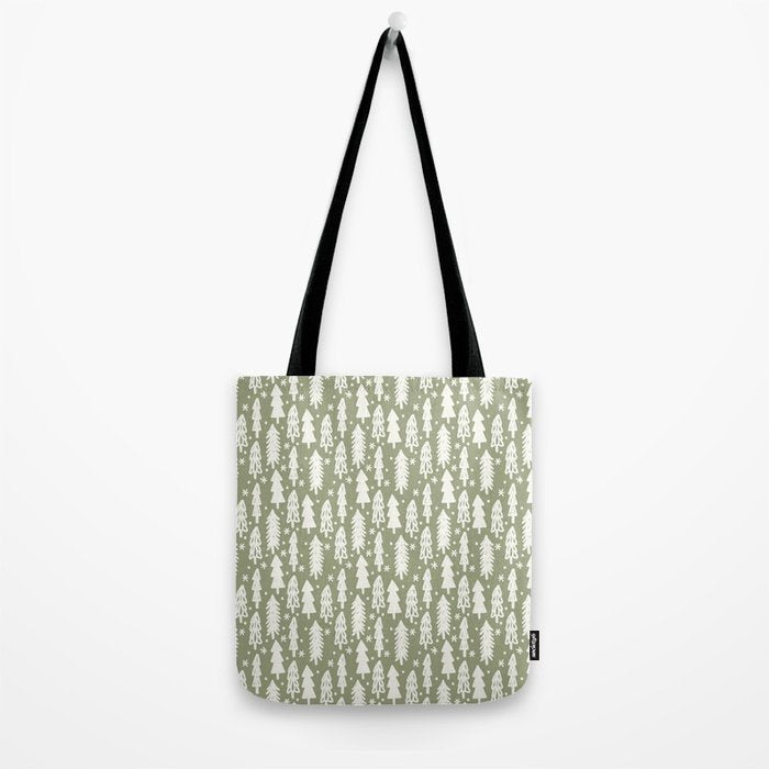 Boho Winter Trees . Lush Green Tote Bag Gallery Image 2