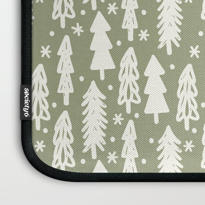 Boho Winter Trees . Lush Green Laptop Sleeve Gallery Image 3