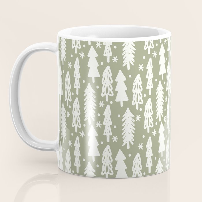 Boho Winter Trees . Lush Green Coffee Mug Gallery Image 3