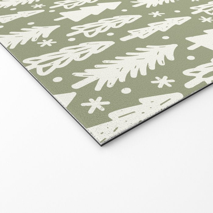 Boho Winter Trees . Lush Green Welcome Mat Gallery Image 2