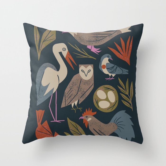 Bird Friends Throw Pillow Gallery Image 1