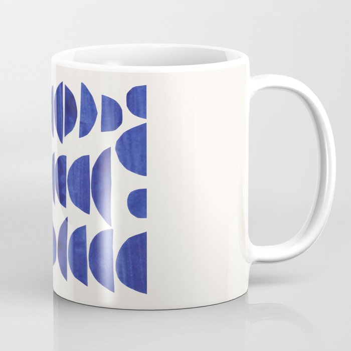 'Sunset Eyes' Mid Century Modern Minimalist Paper Collage Semicircles Blue Yellow Colors Coffee Mug Gallery Image 1