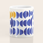 'Sunset Eyes' Mid Century Modern Minimalist Paper Collage Semicircles Blue Yellow Colors Coffee Mug Gallery Image 4