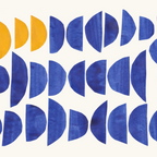 'Sunset Eyes' Mid Century Modern Minimalist Paper Collage Semicircles Blue Yellow Colors Coffee Mug Gallery Image 2