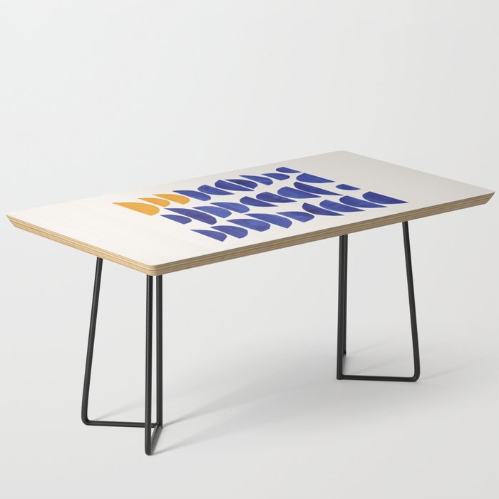 'Sunset Eyes' Mid Century Modern Minimalist Paper Collage Semicircles Blue Yellow Colors Coffee Table Gallery Image 1