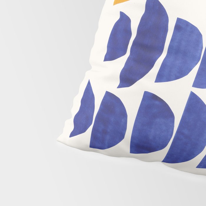'Sunset Eyes' Mid Century Modern Minimalist Paper Collage Semicircles Blue Yellow Colors Pillow Sham Gallery Image 4