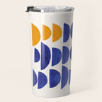 'Sunset Eyes' Mid Century Modern Minimalist Paper Collage Semicircles Blue Yellow Colors Travel Mug Gallery Image 3