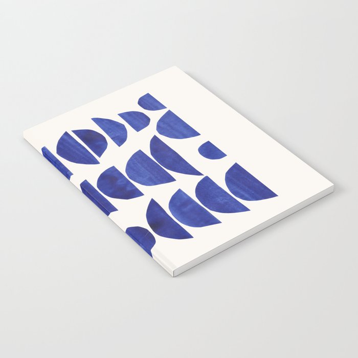 'Sunset Eyes' Mid Century Modern Minimalist Paper Collage Semicircles Blue Yellow Colors Notebook