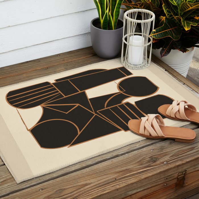 Abstract Line Shapes 10 Outdoor Rug Gallery Image 2
