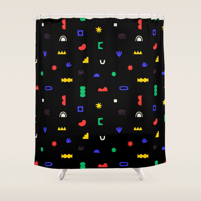Abstract colorful organic shape art pattern Shower Curtain Gallery Image 1