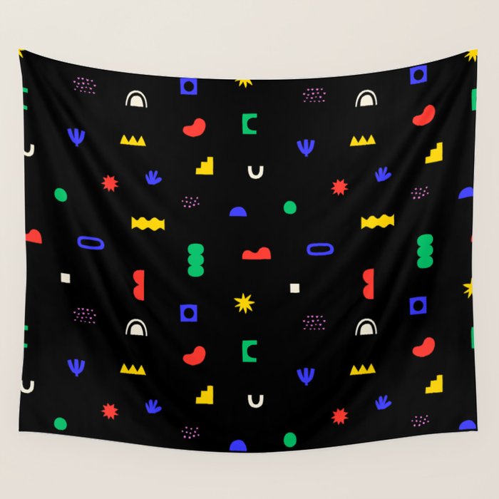 Abstract colorful organic shape art pattern Wall Tapestry Gallery Image 1