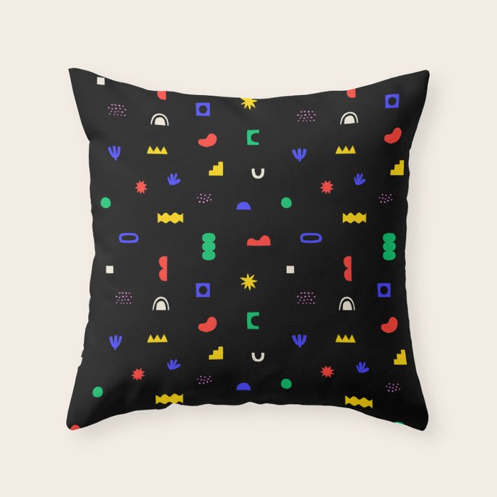 Abstract colorful organic shape art pattern Throw Pillow Gallery Image 1