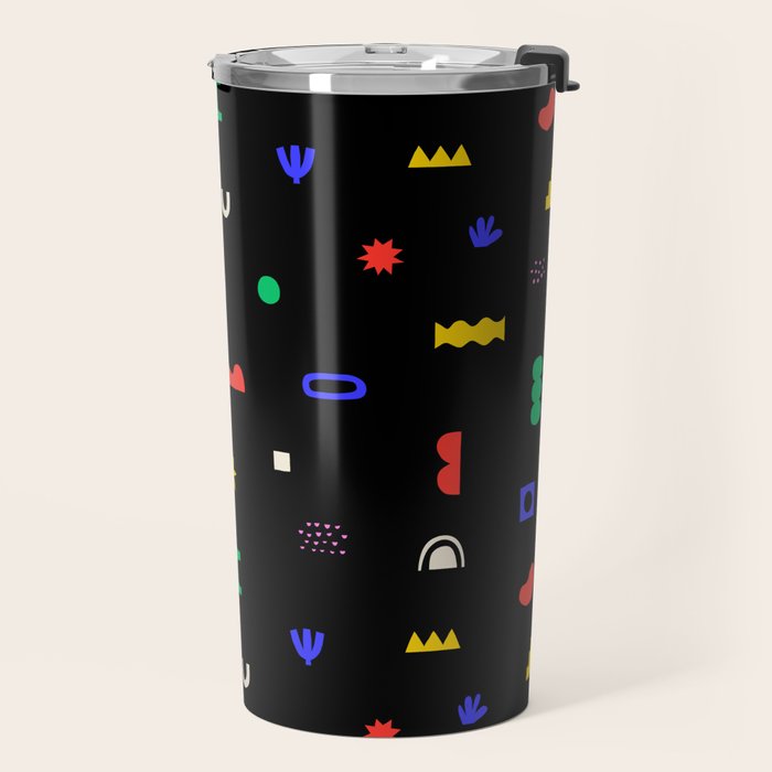 Abstract colorful organic shape art pattern Travel Mug Gallery Image 2