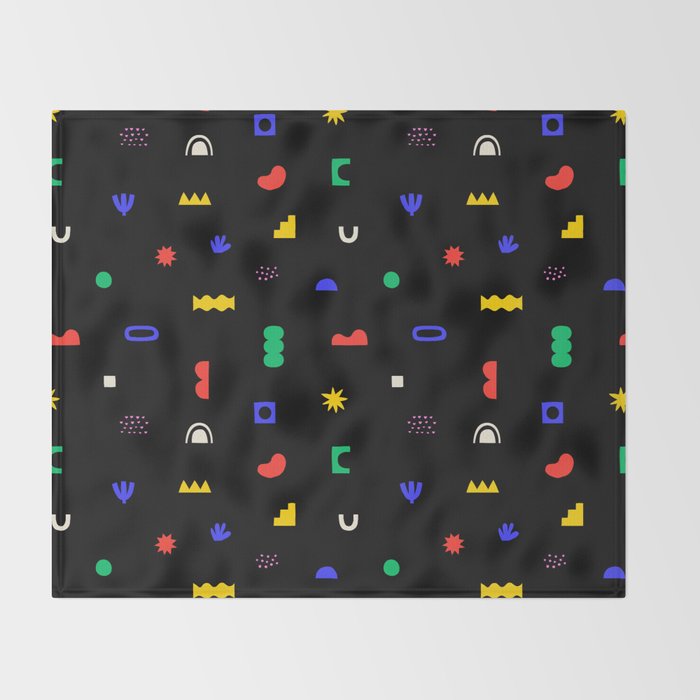 Abstract colorful organic shape art pattern Throw Blanket Gallery Image 2