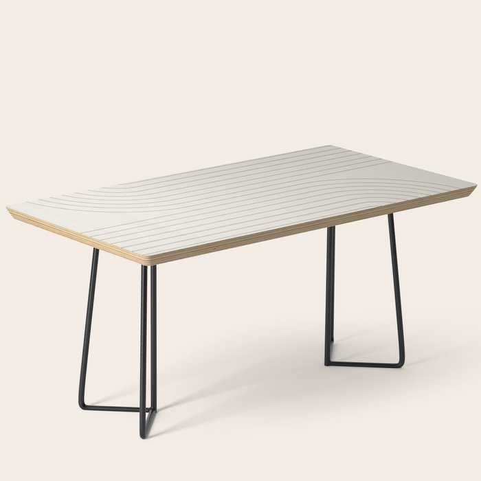 Minimal Line Curvature V Natural Neutral Mid Century Modern Arch Abstract Coffee Table Gallery Image 1