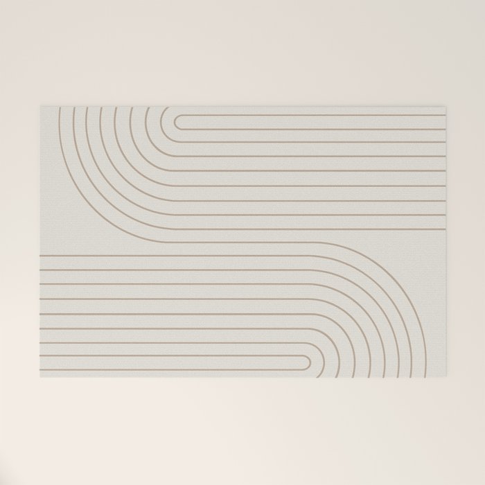 Minimal Line Curvature V Natural Neutral Mid Century Modern Arch Abstract Welcome Mat Gallery Image 1