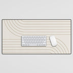 Minimal Line Curvature V Natural Neutral Mid Century Modern Arch Abstract Desk Mat Gallery Image 1