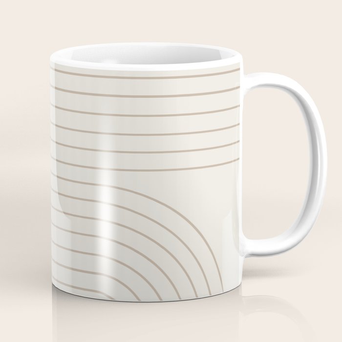 Minimal Line Curvature V Natural Neutral Mid Century Modern Arch Abstract Coffee Mug Gallery Image 1