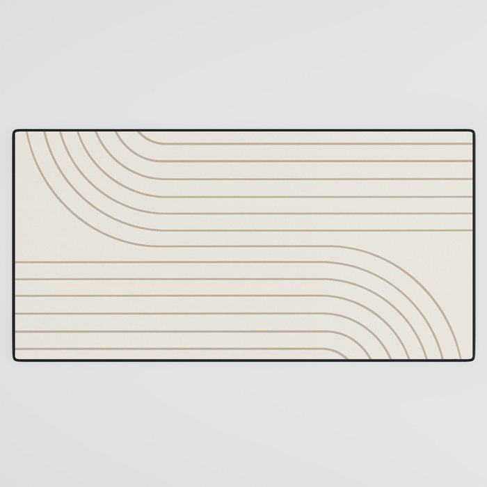 Minimal Line Curvature V Natural Neutral Mid Century Modern Arch Abstract Desk Mat Gallery Image 3