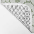 Rustic scallop floral block print - sage green pattern Bath Mat Gallery Image 2