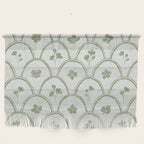 Rustic scallop floral block print - sage green pattern Wall Hanging Gallery Image 2