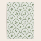 Rustic scallop floral block print - sage green pattern Poster Gallery Image 4