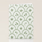 Rustic scallop floral block print - sage green pattern Stationery Card Gallery Image 2